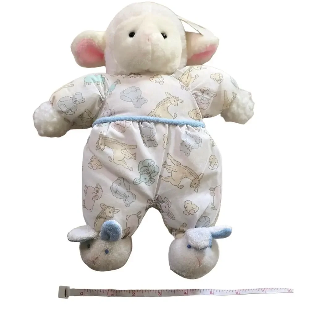 NOS Vintage Carters Prestige Plush Lamb Rattle Bunny Slippers Baby Toy #1892